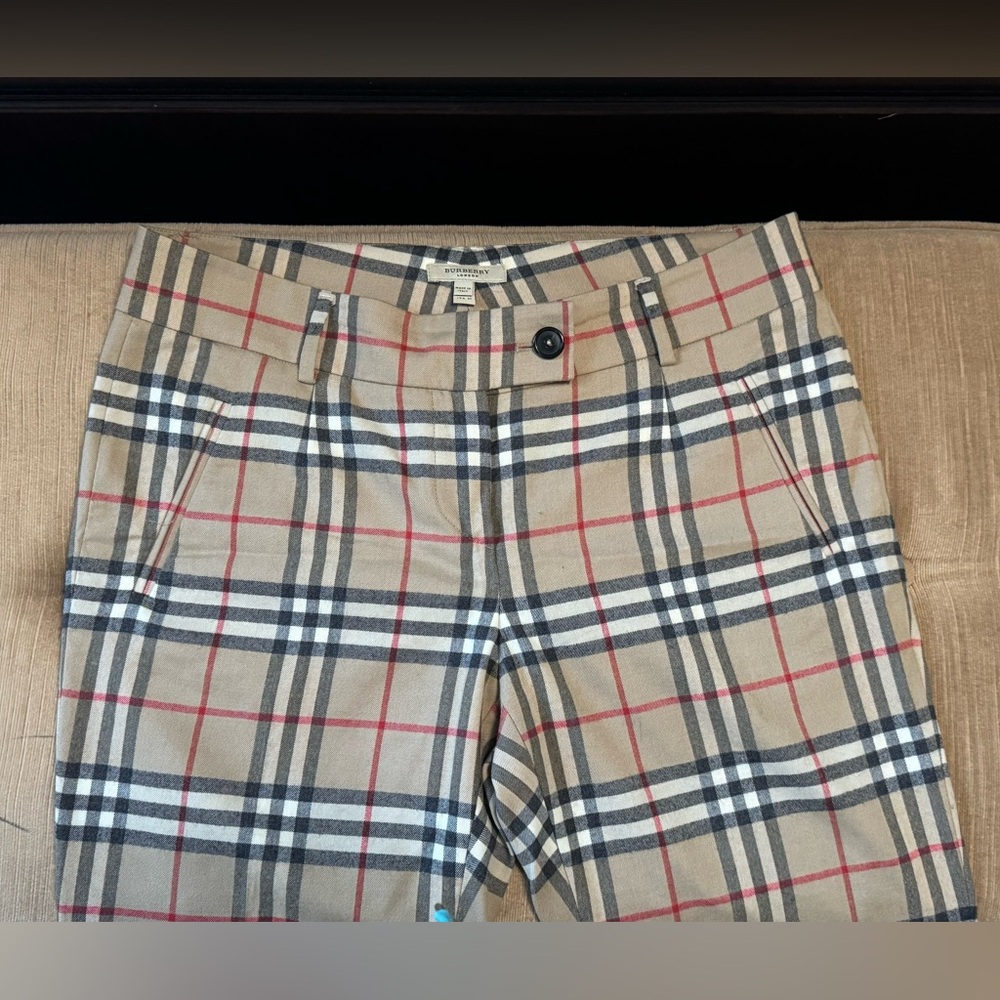 Burberry Tan Checkered Trousers